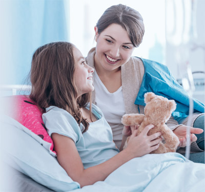 fillette à l'hopital